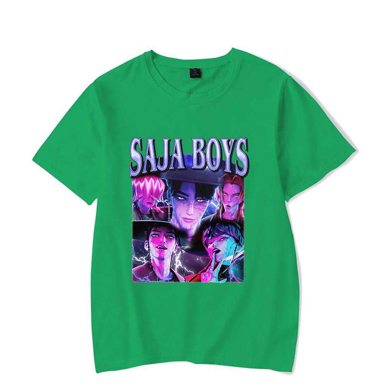 Hot Kpop Demon Hunters Saja Boys Print T-shirt Summer Casual Loose T Shirt Women Men Harajuku Shirts