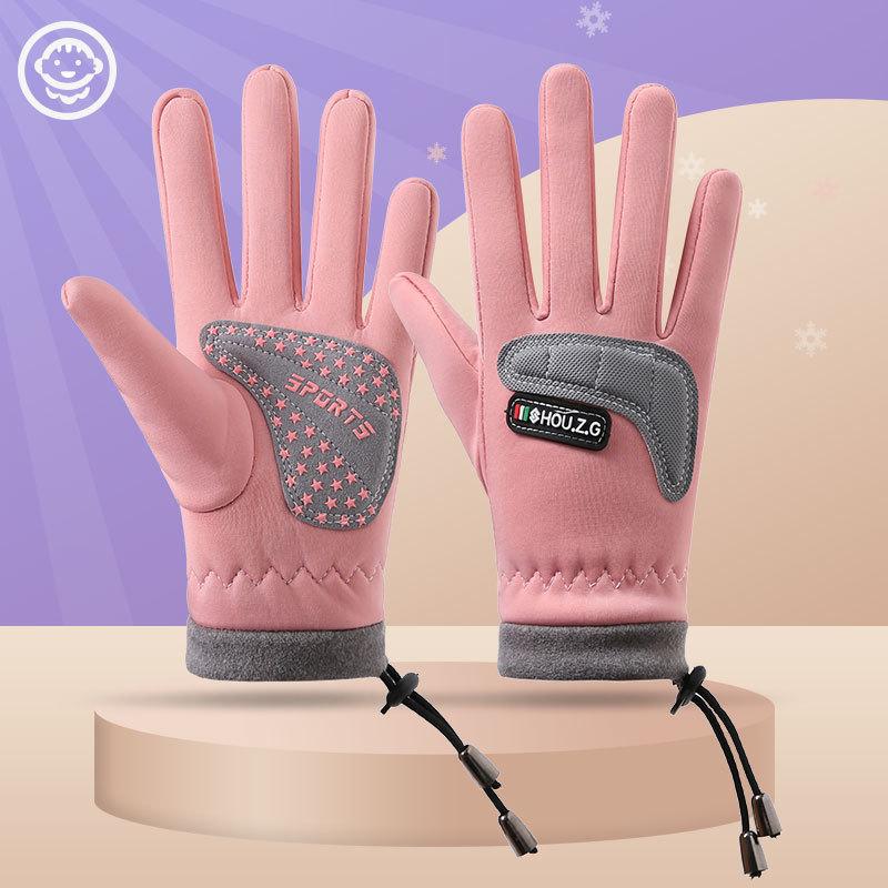 

Children s thermal gloves Winter middle and older children s fleece anti-skid protection windproof M