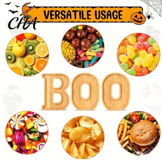 Holiday Candy Holder 3Pcs Halloween BOO Letters Fruit Tray, Large Fillable Server, Snacks Snack Platter Cookies Platter, Spooky Serving Tray Decor for