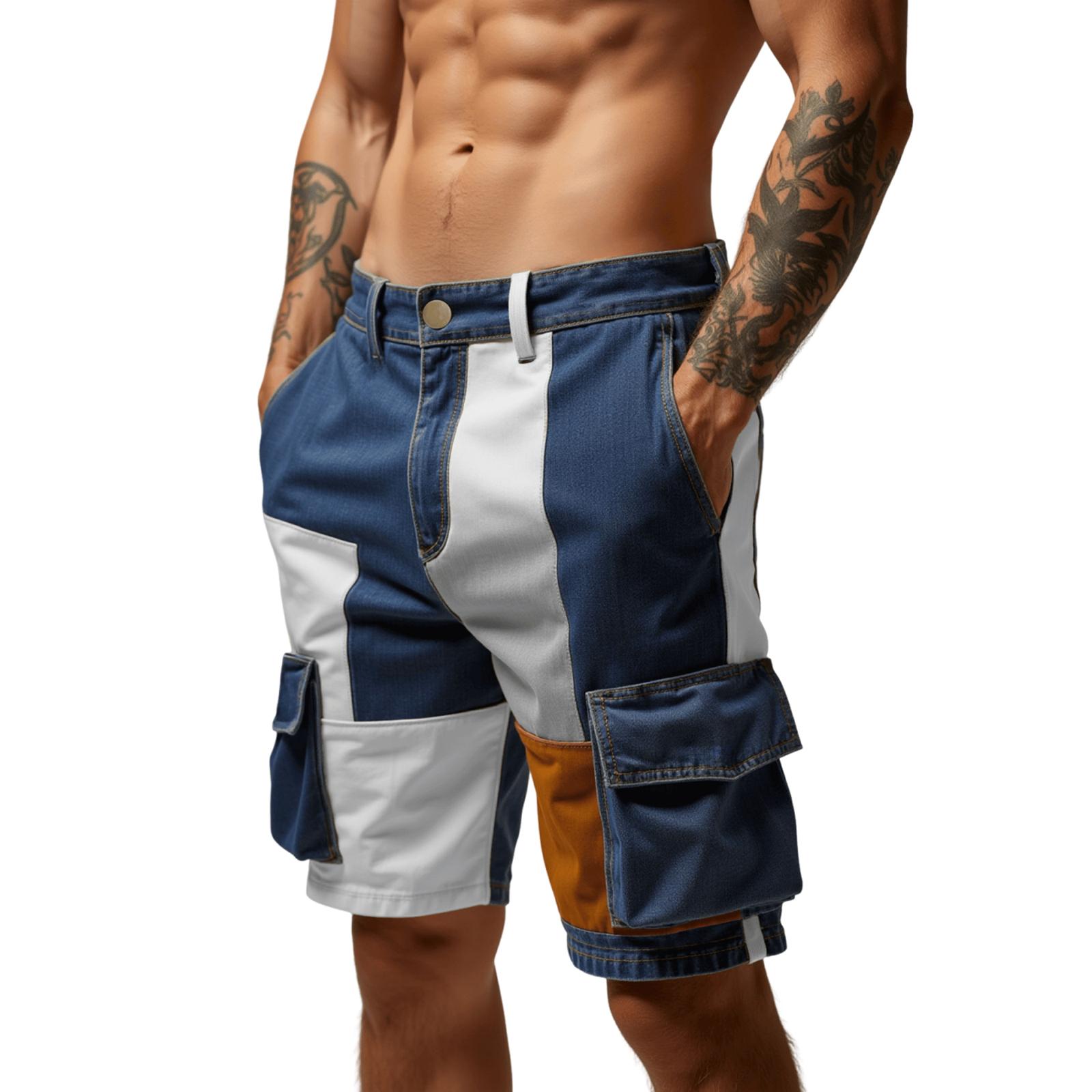 

Men s Beach Pants - Loose-Fitting Casual Men s Five-Piece Cotton WorkwearPants XL синий