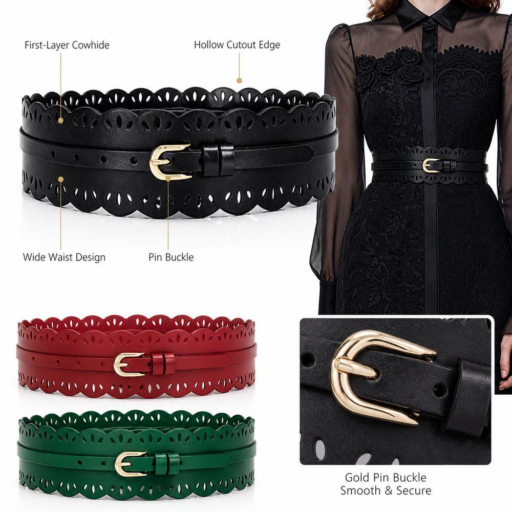Leather Waist Cincher Corset Waist Belt Vegetable Tanned Leather Dress Waist Belt  for Women