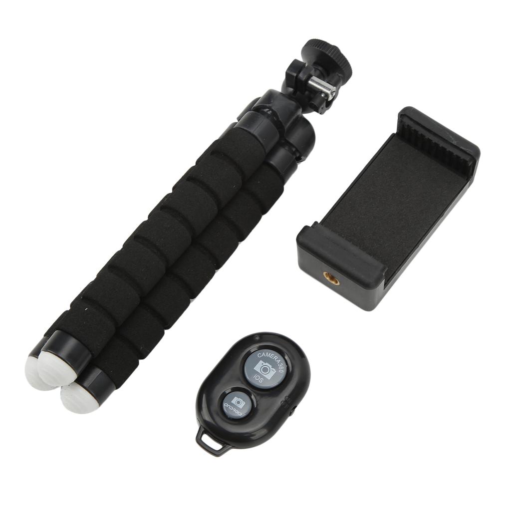Flexible Sponge Tripod with Wireless Remote Control Phone Clip Holder Adjustable Selfie Stick Tripod