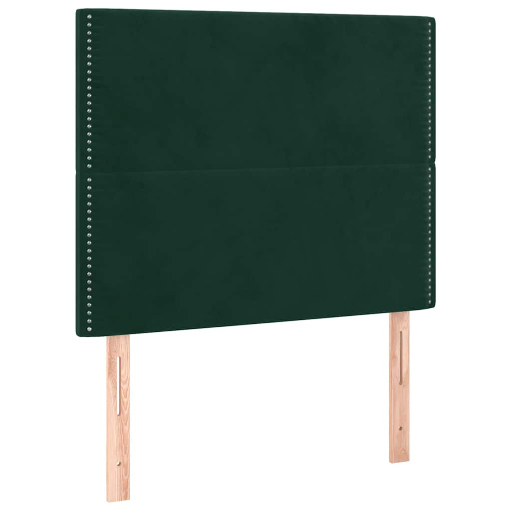 Box Spring Bed with Mattress & LED Lighting Dark Green 90 X 200 Cm Velvet
