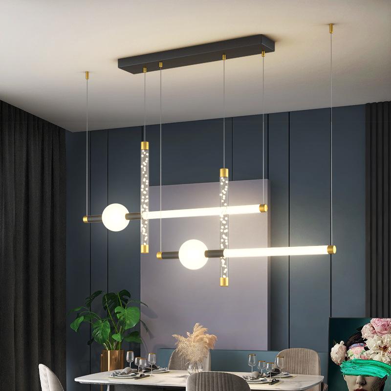 Modern simple dining room table bar Nordic minimalist strip creative design sense butterfly chandelier