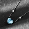 Gica Gema Blaue Diamant-Halsketten mit hohem Kohlenstoffgehalt, 925er Sterlingsilber, 10 x 12 mm, Herz-Anhänger, einzigartiges Design, romantischer edler Schmuck, Hochzeitsgeschenke