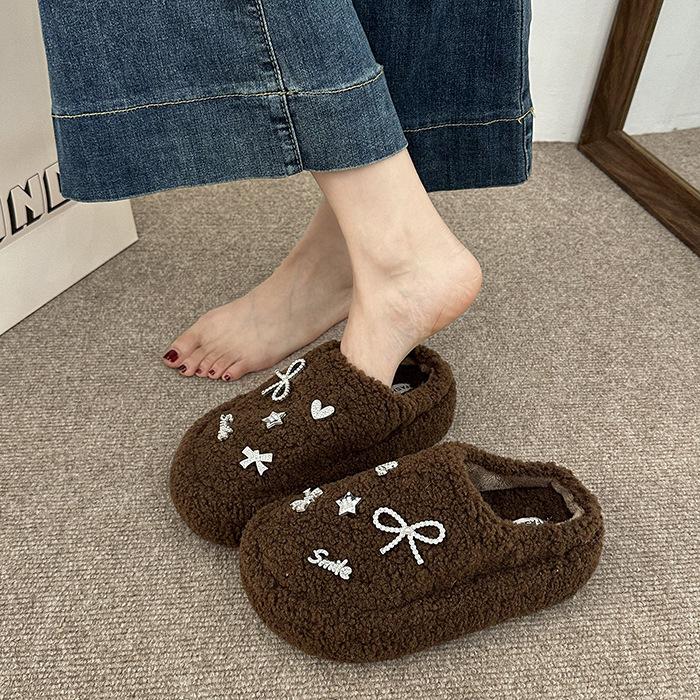 

Повседневные изысканные маленькие аксессуары Мао Мао тапочки осень и зима милый мультяшный домашний уличный стиль женская сумка на голову хлопковые тапочки 40 коричневый