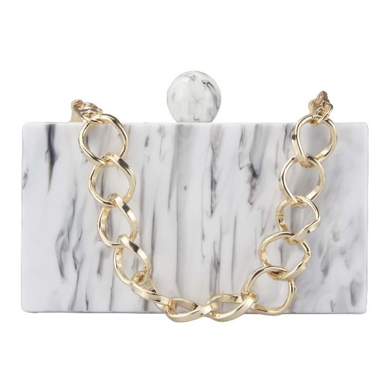 Acrylic Handbags Clutch Evening Bag Female Wedding Party Luxury Brand Designer Marble Square Shoulder Crossbody Women's Bags