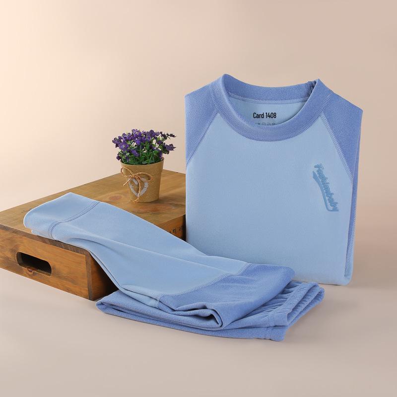 Children's Thermal Underwear Set: Boys' Spliced Pajamas & Girls' Antibacterial Autumn Wear