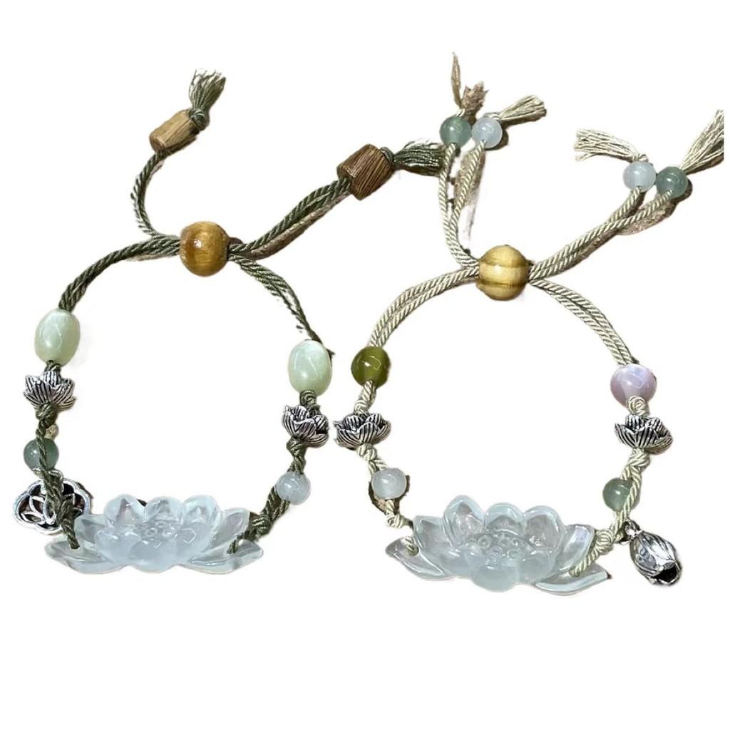 Stylish Alloy Plated Lotus Pull Bracelet For Women Geometric Design Ethnic Retro