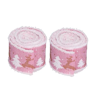 2 Rolls Christmas Ribbon 5m Wired Edge Ribbon DIY Gift Wrapping Craft Ribbon for Home Festival Decoration