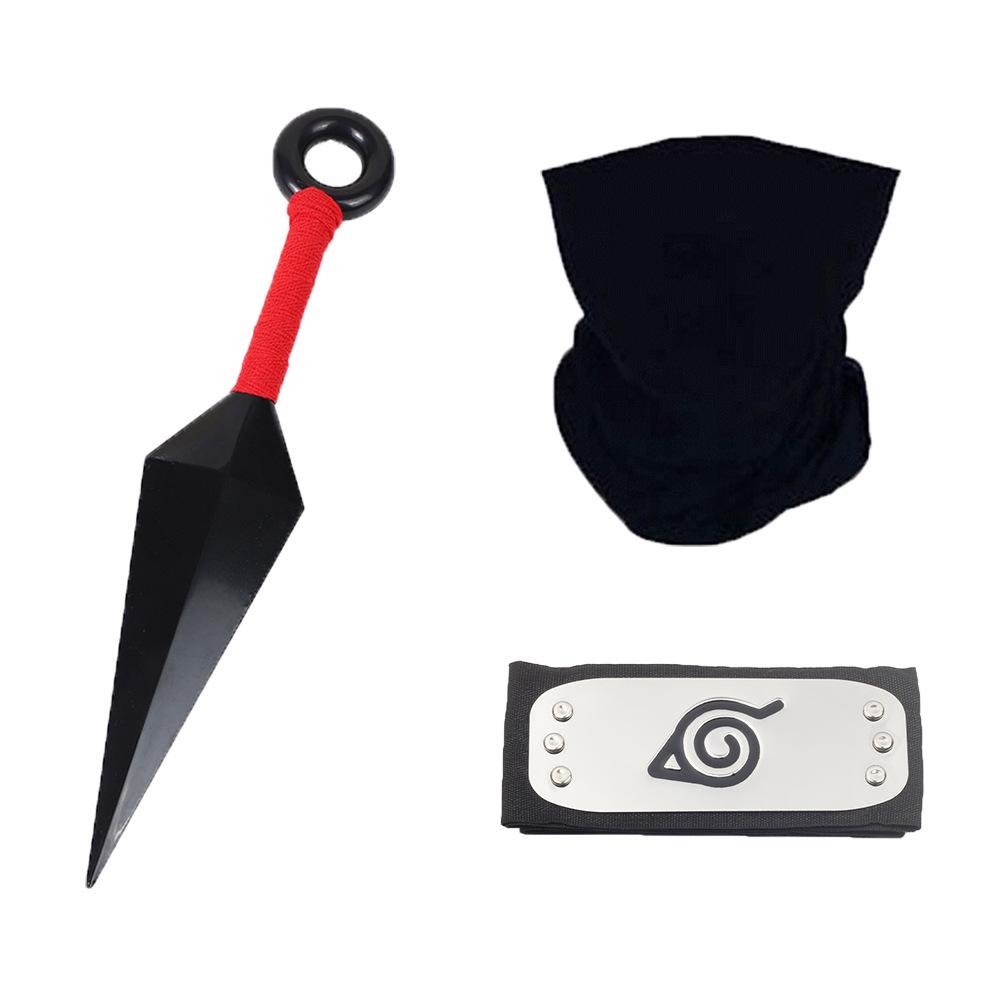 Available: Kakashi Mask, Naruto Kunai & Shuriken, Konoha Headband Set