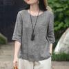 ZANZEA Women Casual Round Neck Plaid Print Loose Half Sleeve Blouse