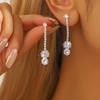 2Pc Women'S Fashionable Copper Zircon Stone Niche High End Tassel Earrings Jewelry Suitable For Dates, Parties, Festivals, Present GiftFashion Jewelry