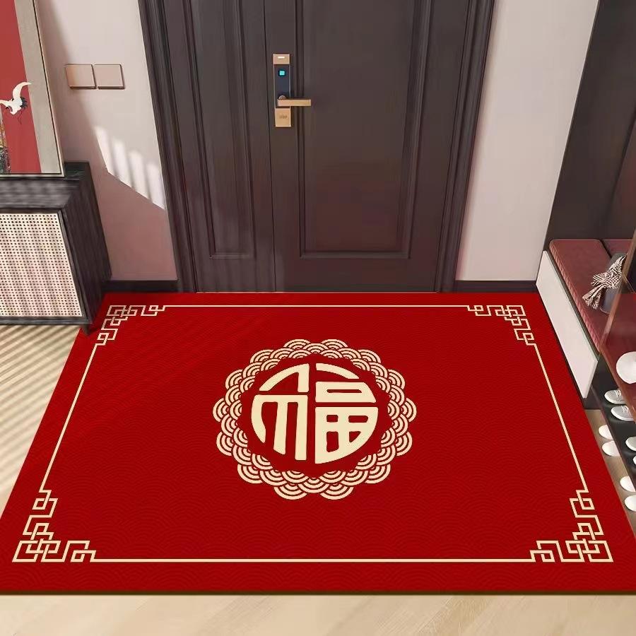 Dragon Festive New Year Crystal Velvet Floor Mat New Chinese Door Entry Carpet Non-slip Absorbent Quick-drying Mat
