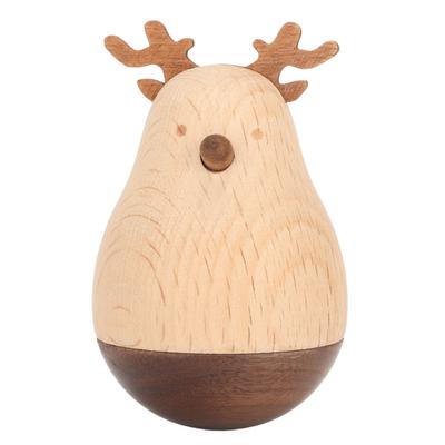 Hirsch Wackelfigur Niedlich Exquisit Robust Langlebig Holz Dekorativ Blickfang Roly Poly Spielzeug für Kinder Zuhause