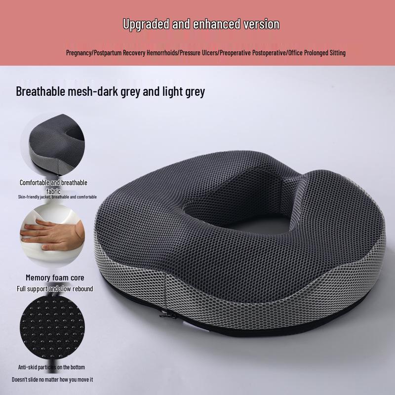 Memory Foam Hemorrhoid Cushion - Office Seat Pad for Long Sitting, Summer Use, Enhances Comfort & Supports Coccyx