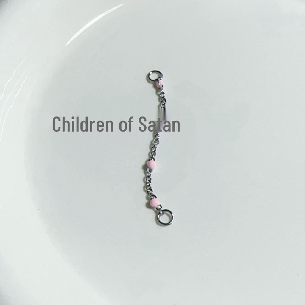 Satan's Child Pampered Mermaid Heart Opal Tongue Stud - Titanium Steel Chain Tongue Ring
