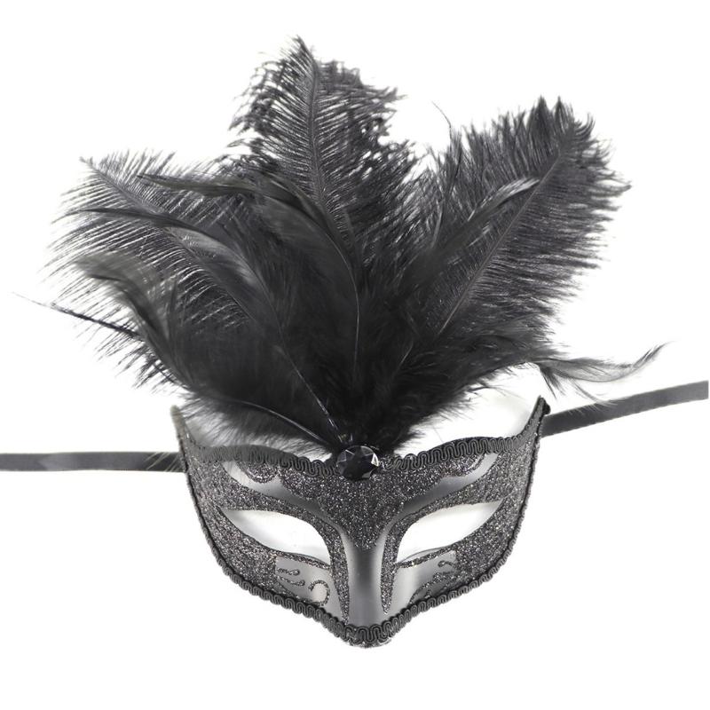 Feathered Masquerade Mask for Women Men Halloween Masquerade Cosplay Mask Half Face Mask Halloween Mask