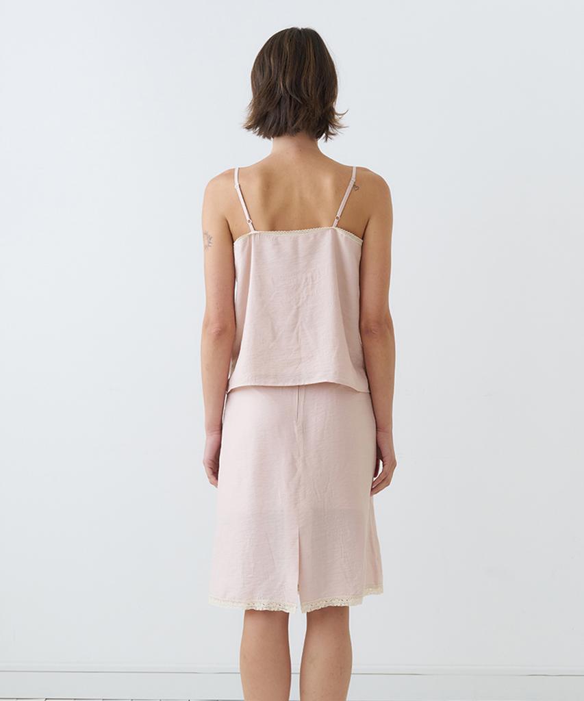 Bember Lace Trim Midi Skirt_Pink