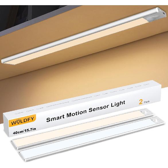 3 Color Tempers Dimmable Under Cabinet Lights Wireless[2 Pack], Rechargeable LED Motion Sensor Lighting Indoor, Magnetic Closet Lights (Silver-2
