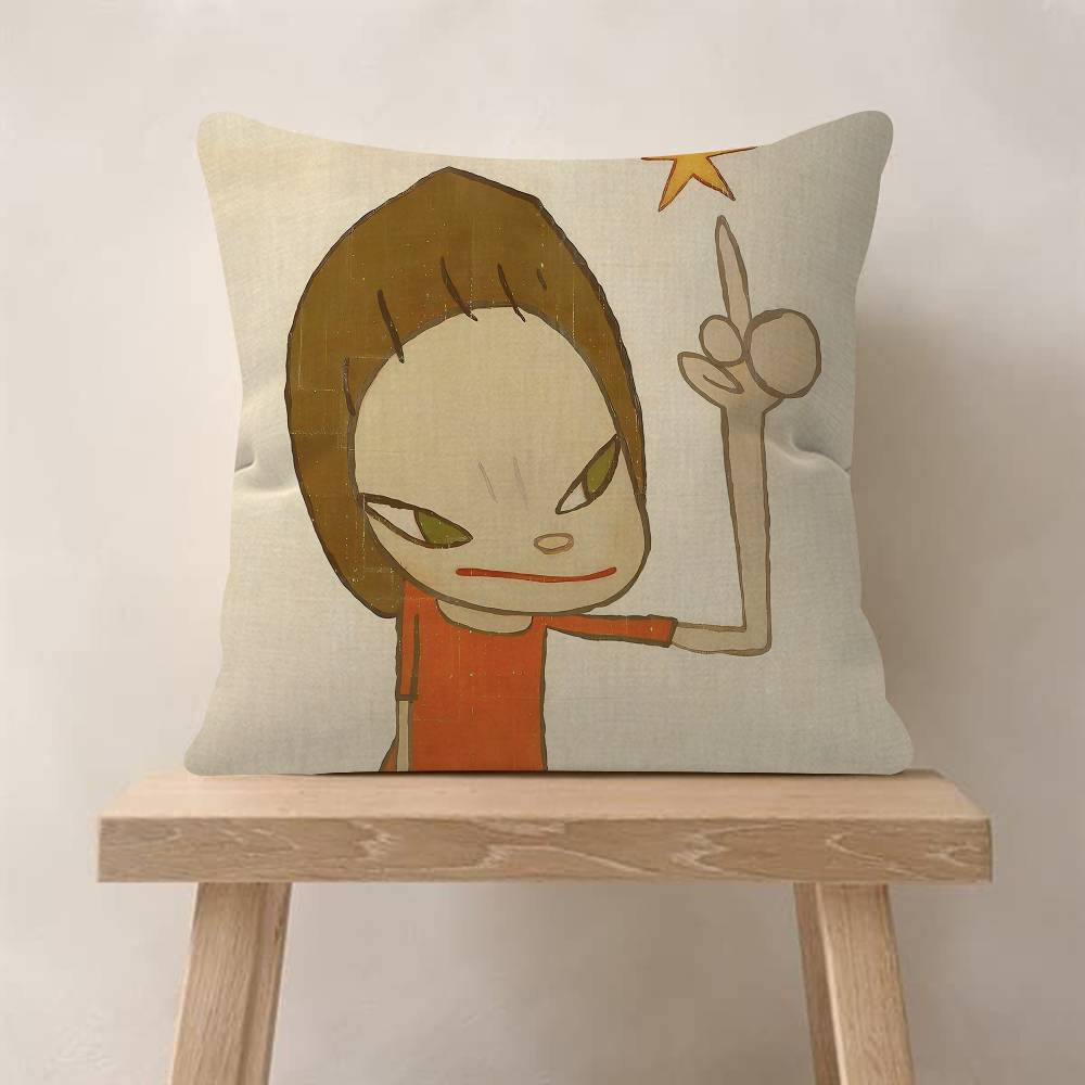 YYoshitomo Nara DDoll Cushion Cover Car Throw Pillow Case For Sofa Car Christmas Gift 40x40cm 45x45cm