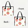 Cute Strawberry Printed Canvas Tote Bag Portable Casual Daily Shopping Handbag for Women