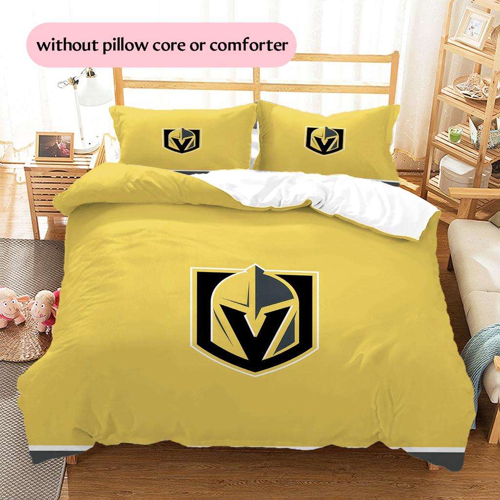 Ensemble de couette à motif Vegas Golden Knights2 Décoration de maison Cadeau (1 * housse de couette + 2 * taie d'oreiller sans garnissage)