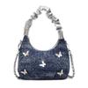 Butterfly Small Cloud Shaped Pu Bags Handbag Ruched Detailing Strap Shoulder