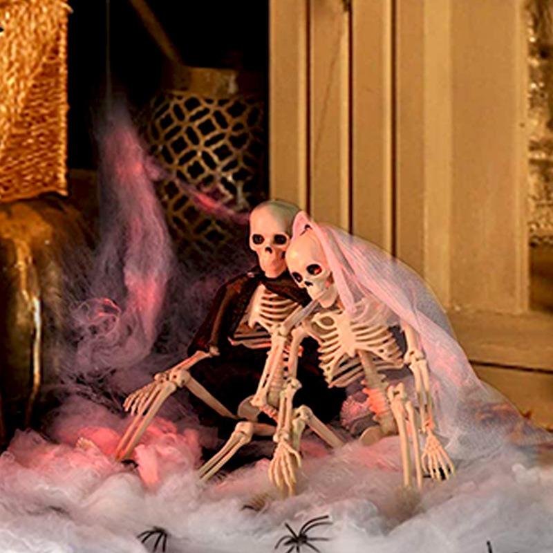 2pcs/set Halloween Skeleton Decorations Plastic  Human Bones Props for Party Home Ghost Theme Playful Couple Ghost Bride Groom