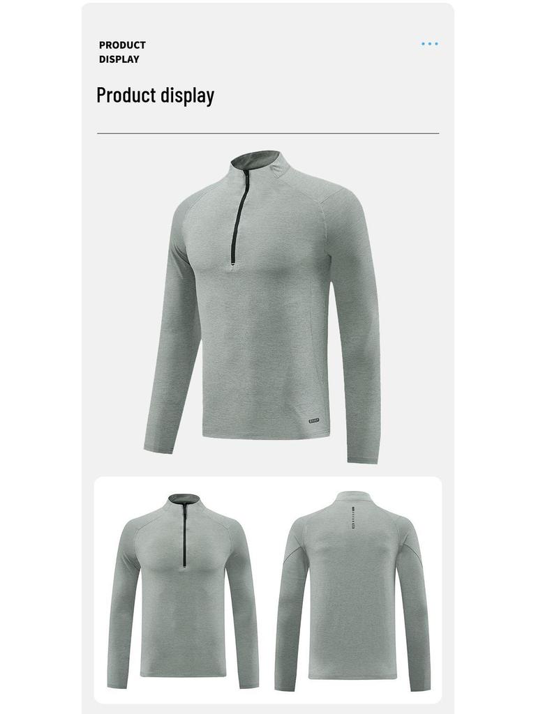 Men's Quick-Dry Long Sleeve Sun Protection T-Shirt with Half Zip for Sports & Fitness