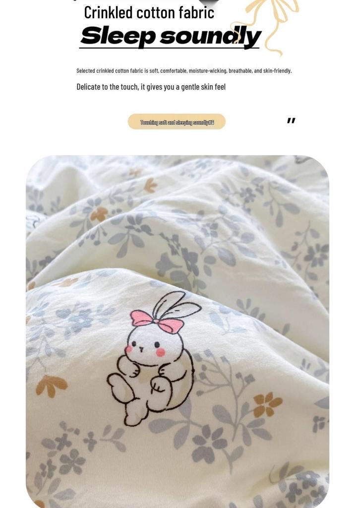 2025 New Style Summer Bedding Set: Double Layer Gauze Bed Sheet & Duvet Cover, Dormitory Four-Piece Set