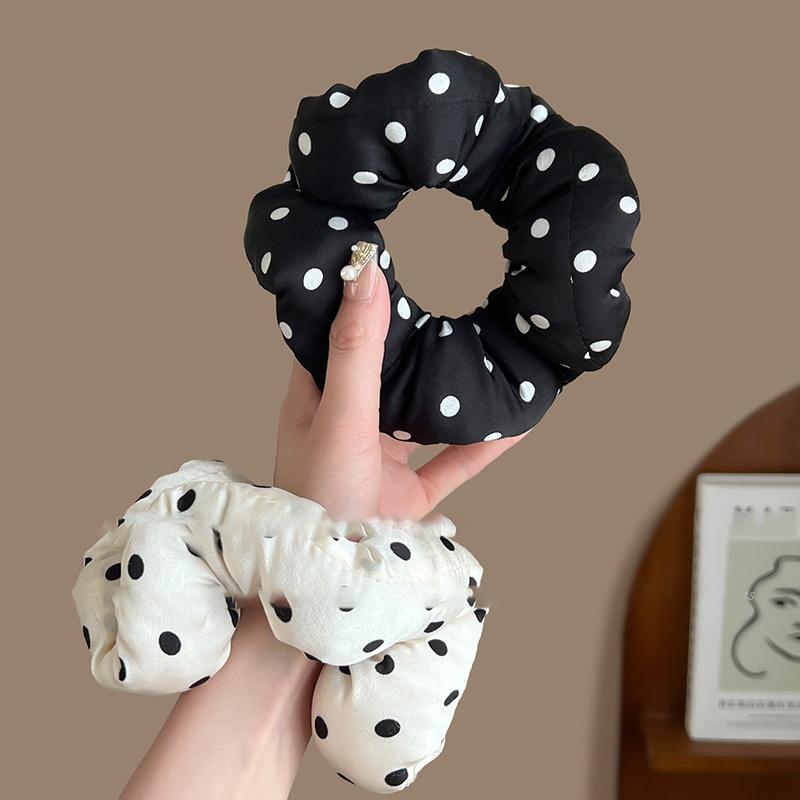 Fabric Sponge Polka Dot Ball Head Large Intestine Hair Band High Sense Temperament Hair Rope Fashion New Versatile Hair Accessories