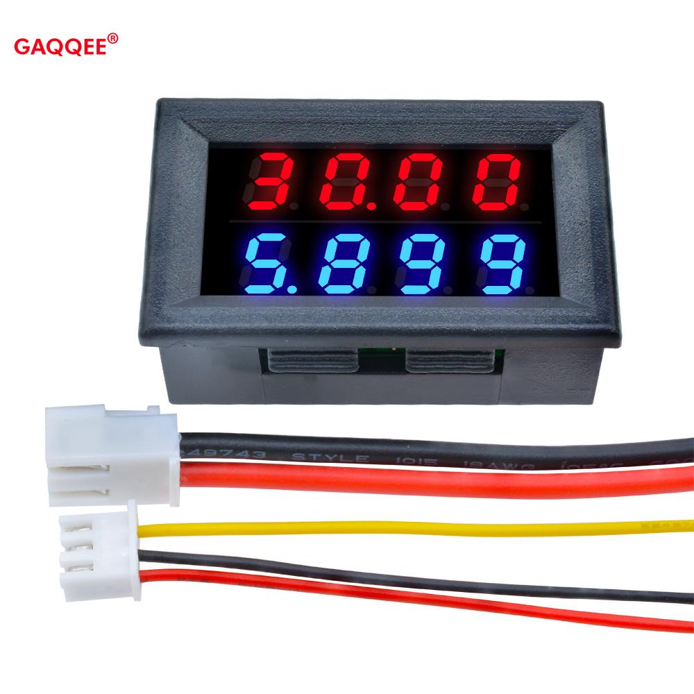 Voltmeter Ammeter DC 200V 10A  Blue Red Dual Digital LED Display Ampere Volt Voltage Current Meter Tester Detector 4 Bit 5 Wires