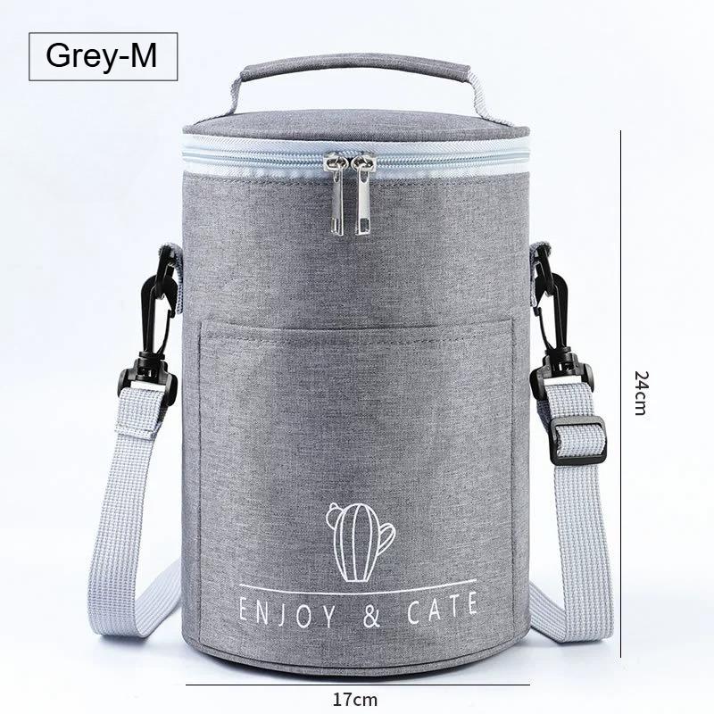 S/M/L Portable Cylindrical Thermal Lunch Cooler Bag Waterproof Food Bag with Large Capacity Insulated Container for Picnic