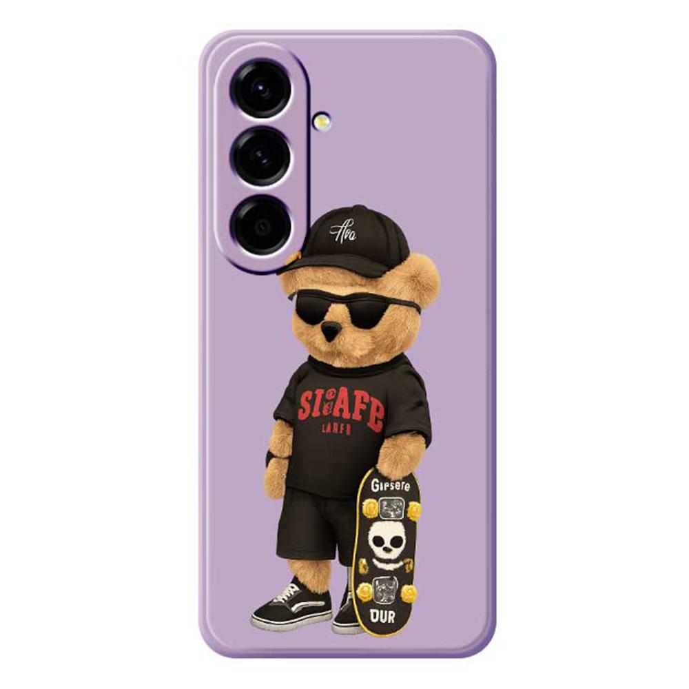 

Чехол для Samsung Galaxy A56 5G с крутым принтом в виде медведя, с прямыми краями, ТПУ задняя крышка для телефона Purple