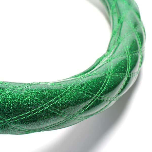 Azur Glitter Green Steering Wheel In Extra Thick Steering Wheel Dress Up Your Cover, 2HM, "Made Japan, Cover, Car"
