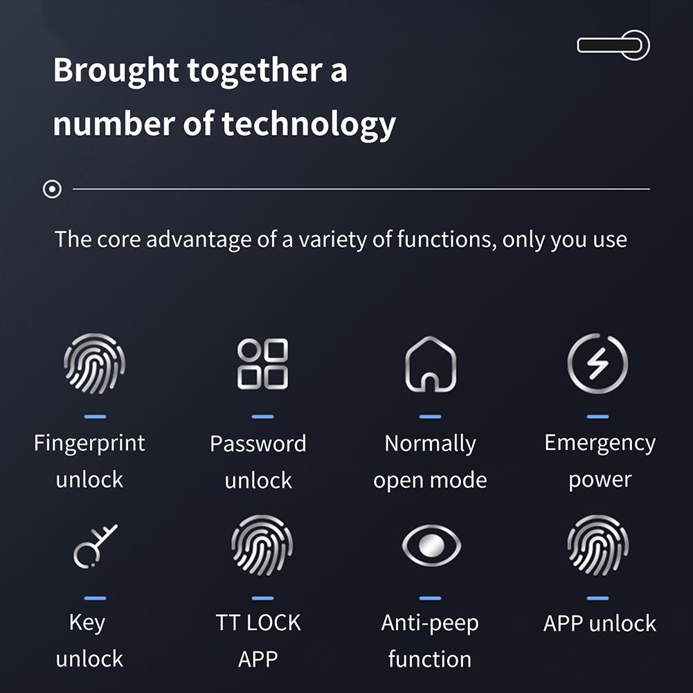 Fingerprint Password Door Lock TTLock App Control Biometric Lever Handle Lock Electronic Door Locks for Home Office with Keys