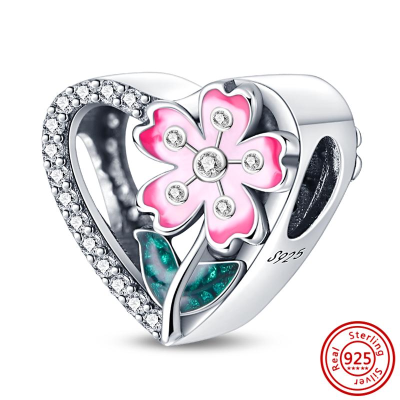 S925 Sterling Silver Mom Rose Print Pave Paw Sun Moon Vulture Butterfly Dangle Bead Fit Original  Bracelet Jewelry Making