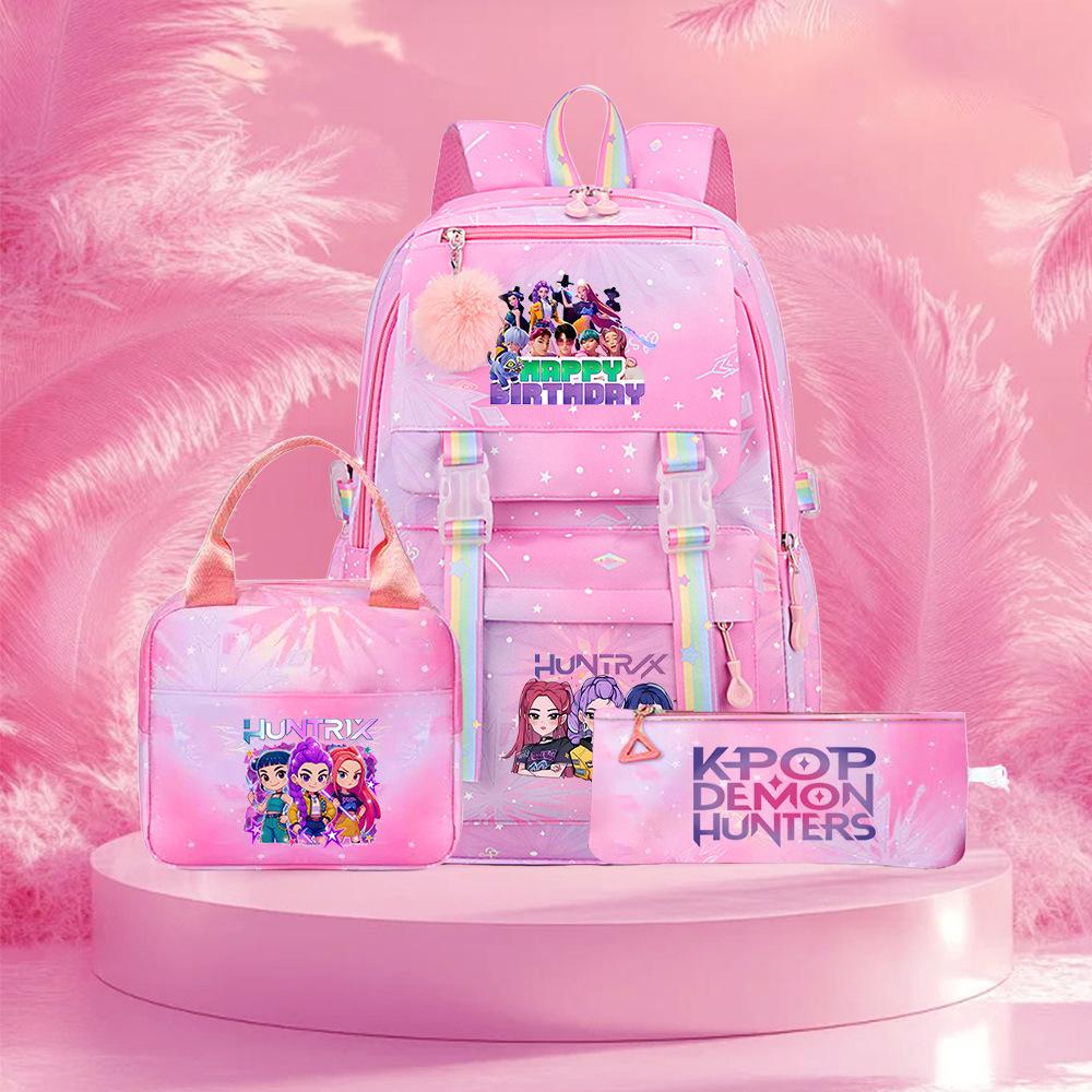 K-Pop Witch Hunters Cartoon Printed Student Pencil Bag Lunch Bag Three-Piece Backpack