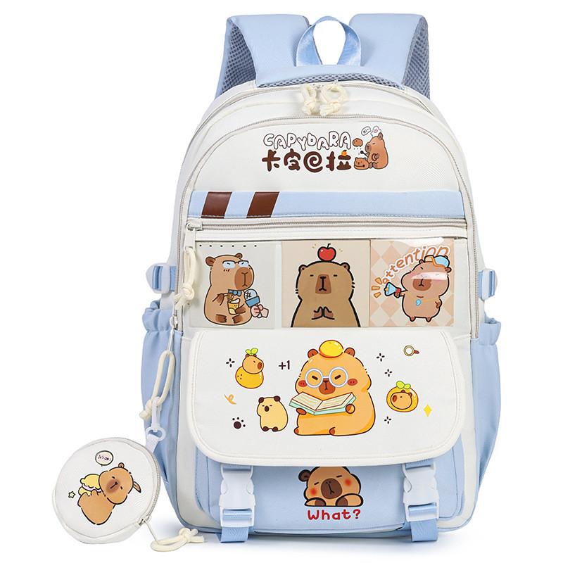 Cute Capybara Student Backpack With Comfortable Shoulder Straps And Cartoon Pattern For School And Daily Use