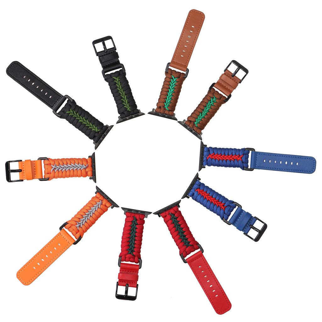 Watch Band for Apple Watch Series 10 9 8 7 SE 6 5 4 3 2 1 42mm 41mm 40mm 38mm Leather  Braided Rope Wrist Strap