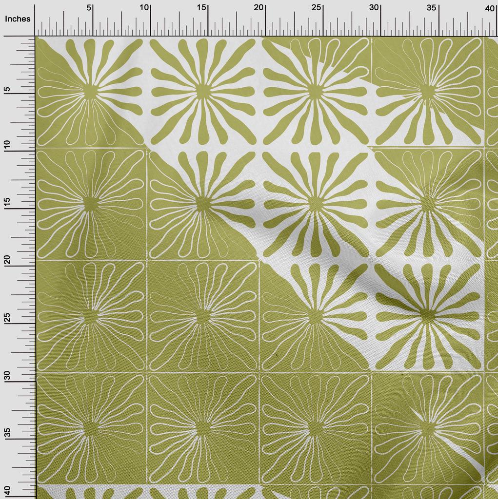 oneOone Cotton Flex Light Brown Fabric Geometric Modern Flower Sewing Fabric By The Yard Printed Diy Clothing Sewing Supplies 40 Inch