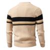 Triped Sweater Men Fashion Patchwork Knitted Pullovers Mens Stand Collar Half Zipper Knit Sweater Warm Pullover Tops