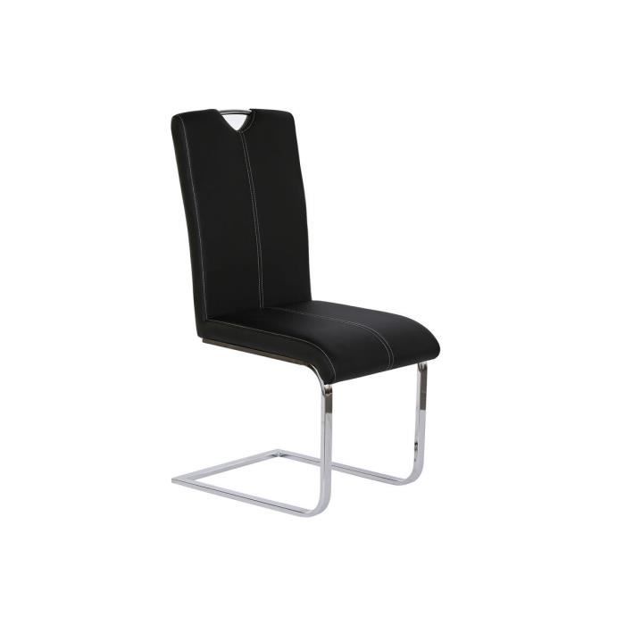 Chaise de salle à manger - Noir - Métal - Polyuréthane