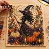 Rękodzieło Mozaikowe DIY dla Dorosłych Halloweenowy Zestaw Artystyczny z Sztucznymi Perłami, Strasznie Urocze Rzemiosło Malowania Koralikami 3D, Relaksujące Sztuki Gotycki Duch Dynia Kot Wrona Ściana Dom