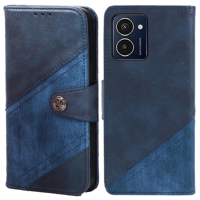 

Для HMD Pulse Pro Чехол Текстурная Склейка Кожа Полная Защита Чехол для Телефона Dark Blue