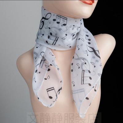 Módní tištěný notový hedvábný šátek čtvercový šátek temperament dvojí použití jarní a podzimní trojúhelníkový šátek pro ženy