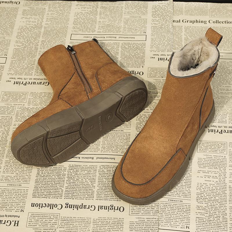 

Замшевые балетки меховые женские зимние сапоги удобные теплые плюшевые хлопковые туфли модные ботинки на среднем каблуке женские трендовые готические ботинки челси женские 35 жёлтый