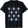 Gray and Blue Argyle Pattern T-Shirt