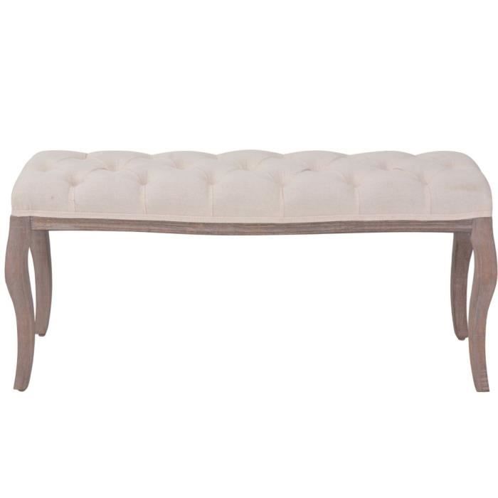 VidaXL Bench Lin Solid Wood 110 X 38 X 48 Cm Cream White